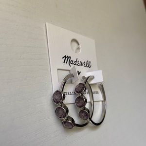 Silver Hoops with Purple Stones